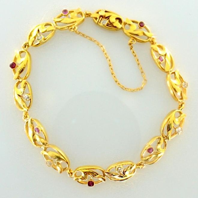 Secesyjna bransoleta z brylantami i rubinami, Carska Rosja. Biżuteria secesyjna (Art Nouveau), część 2