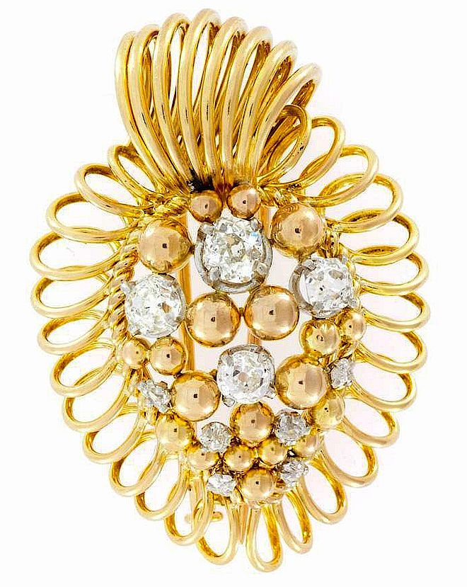 Złota brosza art deco – nr aukcji 1477. Biżuteria Art Deco w Galerii BiżuBizarre