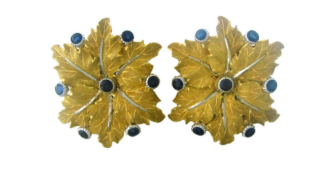 Kolczyki Buccellati z szafirami. Biżuteria Buccellati: jesienne liście