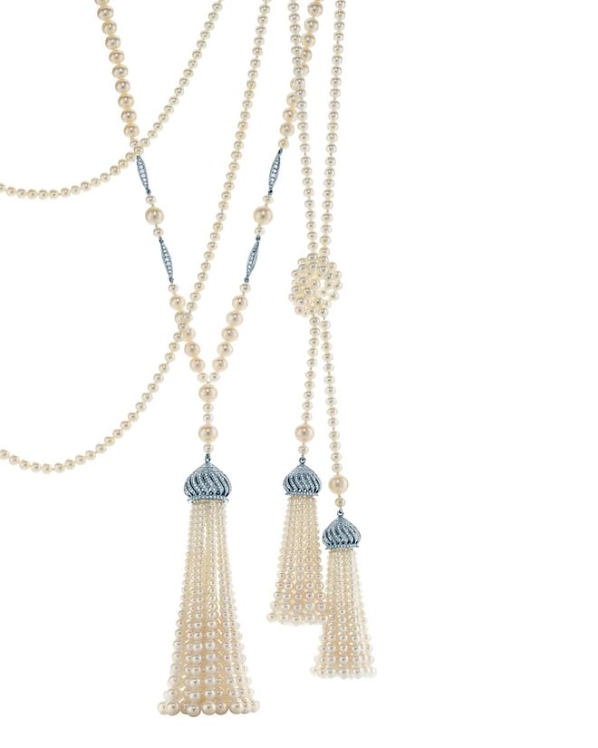 Naszyjnik Tiffany z pereł hodowanych i diamentów, z kolekcji The Great Gatsby. Biżuteria antyczna znów modna