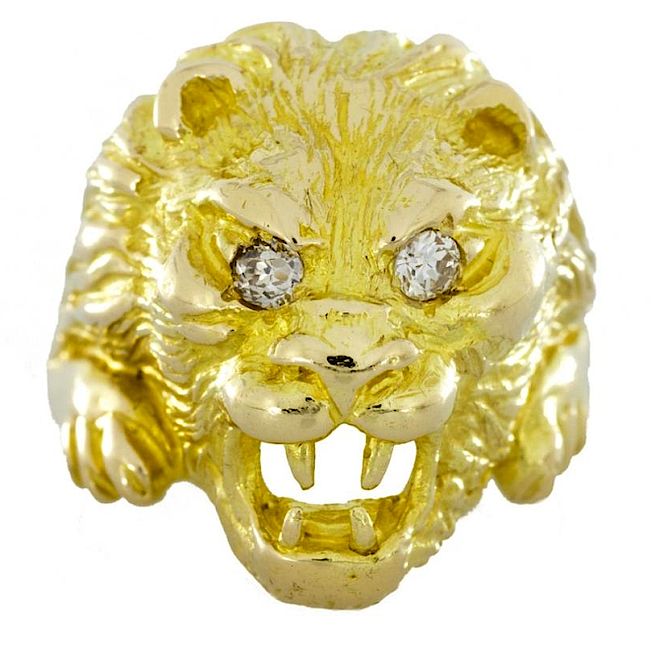 Złoty pierścień z głową lwa. Biżuteria w stylu Chanel w Galerii BiżuBizarre
