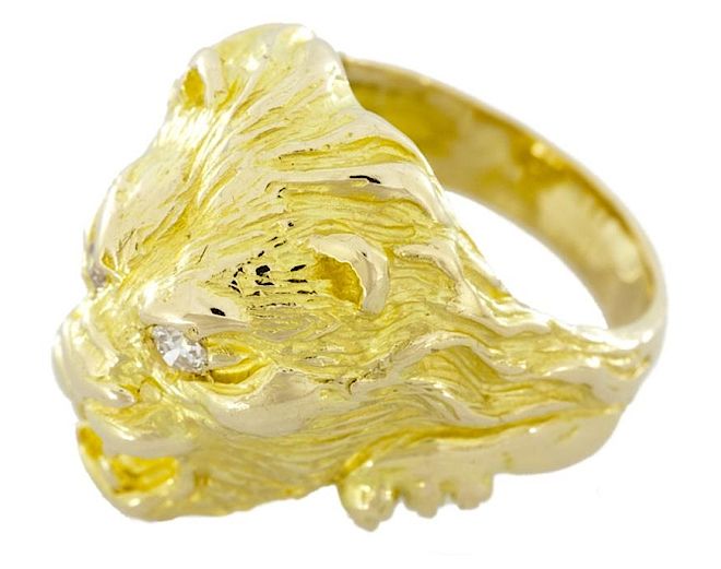 Złoty pierścień z głową lwa. Biżuteria w stylu Chanel w Galerii BiżuBizarre