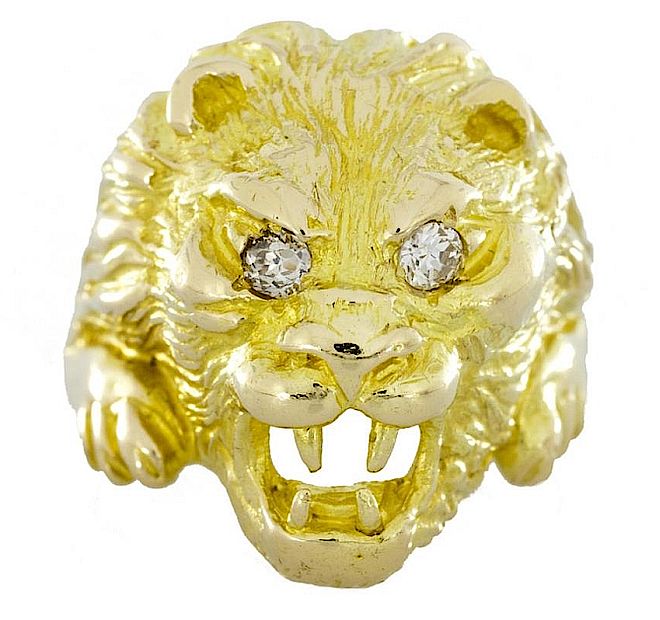 Złoty pierścień z głową lwa. Biżuteria zwierzęca w Galerii BiżuBizarre