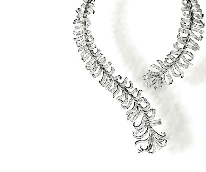 Naszyjnik Plume de Chanel w białym złocie. Biżuteria Chanel czerpie inspirację z piór