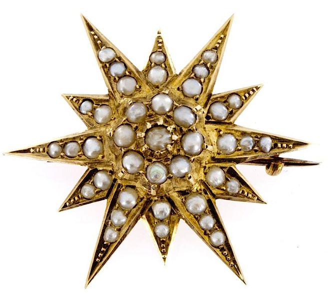 Brosza – gwiazda z perłami, wczesny wiktorianizm. Biżuteria wiktoriańska, część 1