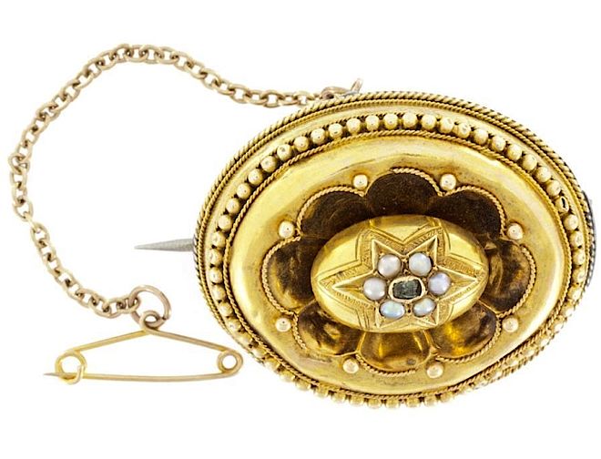 Wiktoriańska brosza z perełkami. Biżuteria wiktoriańska, część 4
