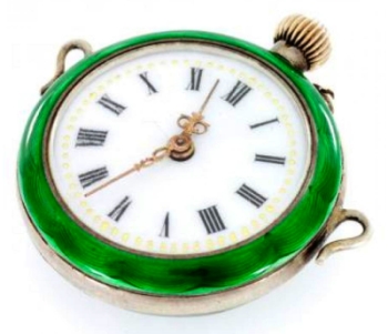 Zegarek kieszonkowy z emalią guilloche. Zegarki antyczne w Galerii BiżuBizarre