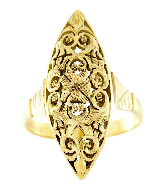 Złoty pierścionek - vintage w formie ażurowej. Złoto w Galerii BiżuBizarre, część 4