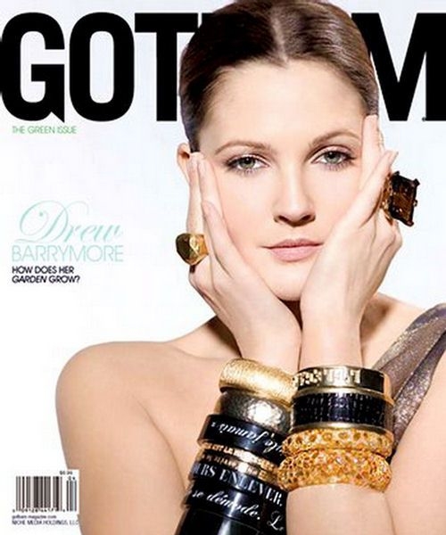  Przepiękne bransolety Drew Barrymore na okładce magazynu Gotham. Złoto w Galerii BiżuBizarre, część 1